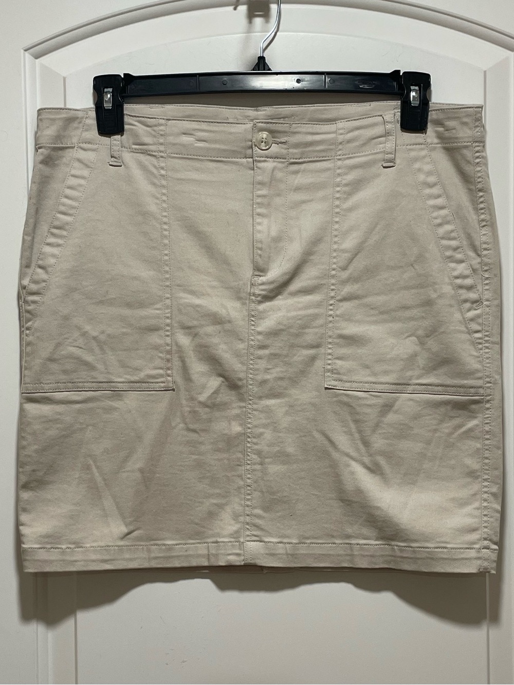 Liverpool LA Cottagecore Cute & Casual Sz 14 Khaki Mini Skirt Front Pockets